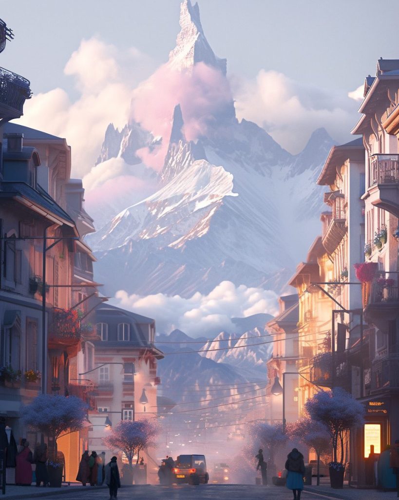 The Towns of Mont Blanc Mountain AI Artwork 32