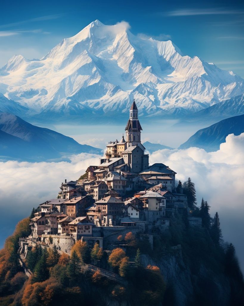 The Towns of Mont Blanc Mountain AI Artwork 4
