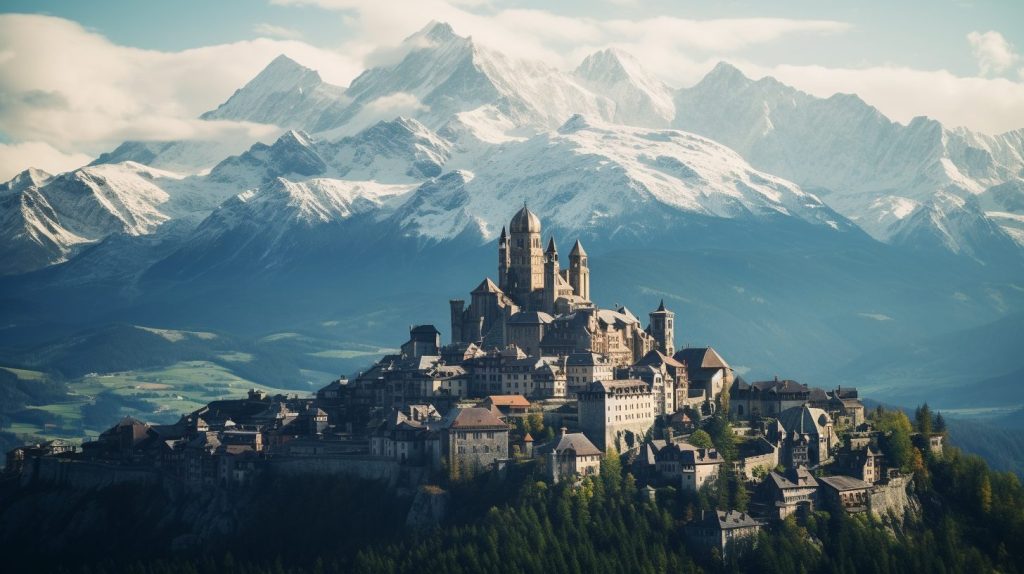 The Towns of Mont Blanc Mountain AI Artwork 6