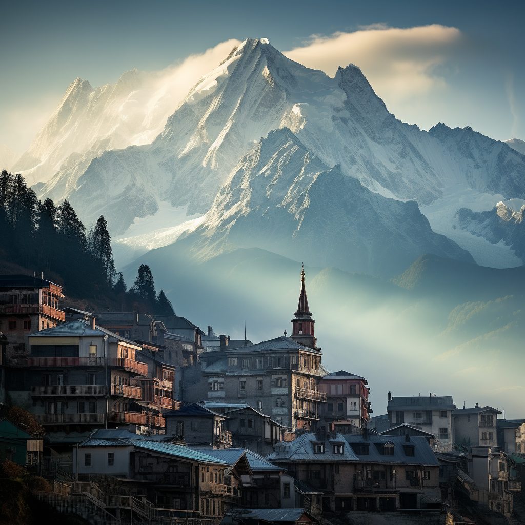 The Towns of Mont Blanc Mountain AI Artwork 8