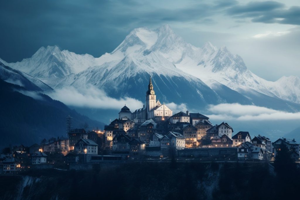 The Towns of Mont Blanc Mountain AI Artwork 9