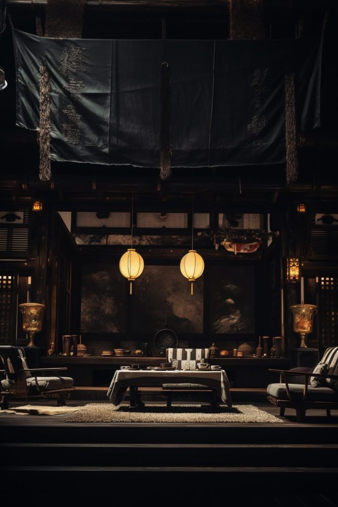 Traditional Japanese-Style Dark Wood Home Interior Designs AI Artwork 14