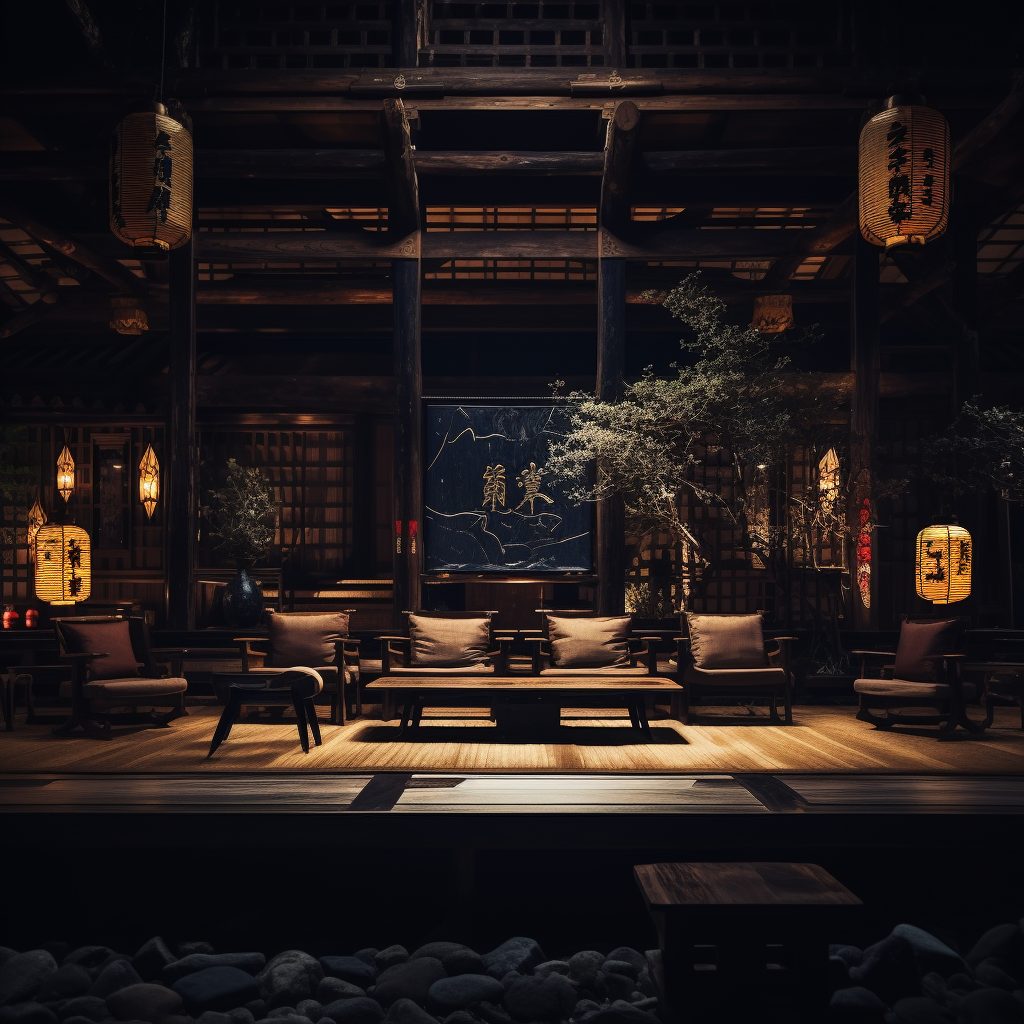Traditional Japanese-Style Dark Wood Home Interior Designs AI Artwork 16