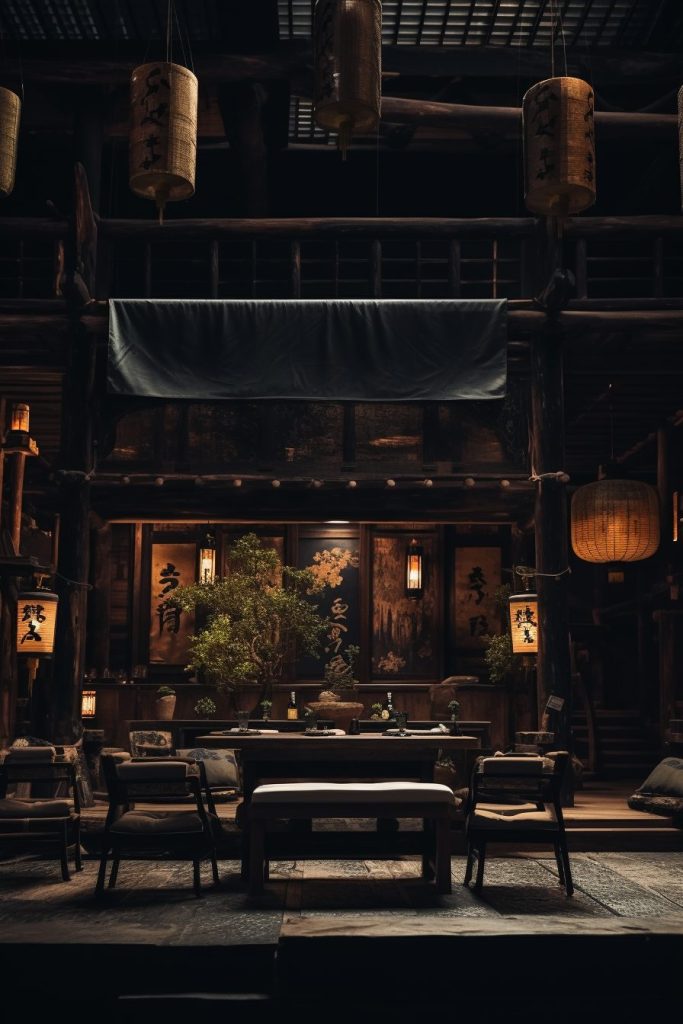 Traditional Japanese-Style Dark Wood Home Interior Designs AI Artwork 26