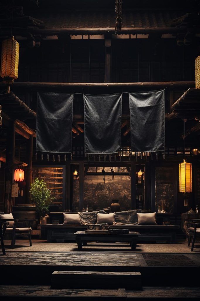 Traditional Japanese-Style Dark Wood Home Interior Designs AI Artwork 38