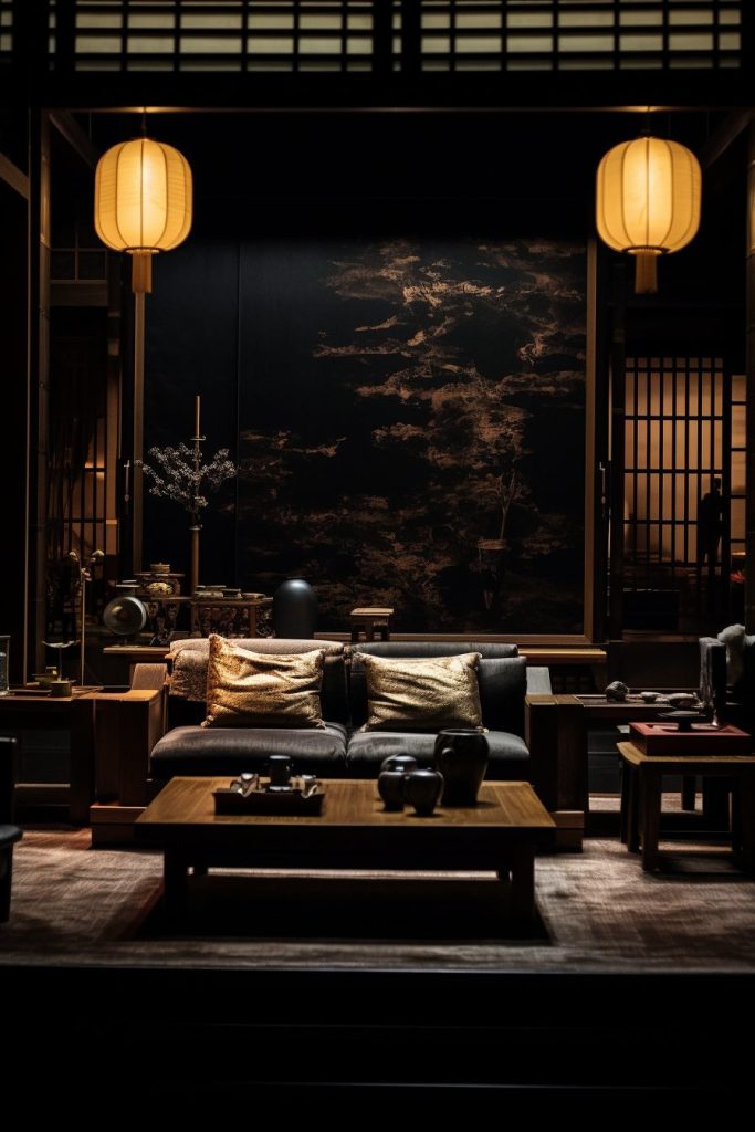 Traditional Japanese-Style Dark Wood Home Interior Designs AI Artwork 7