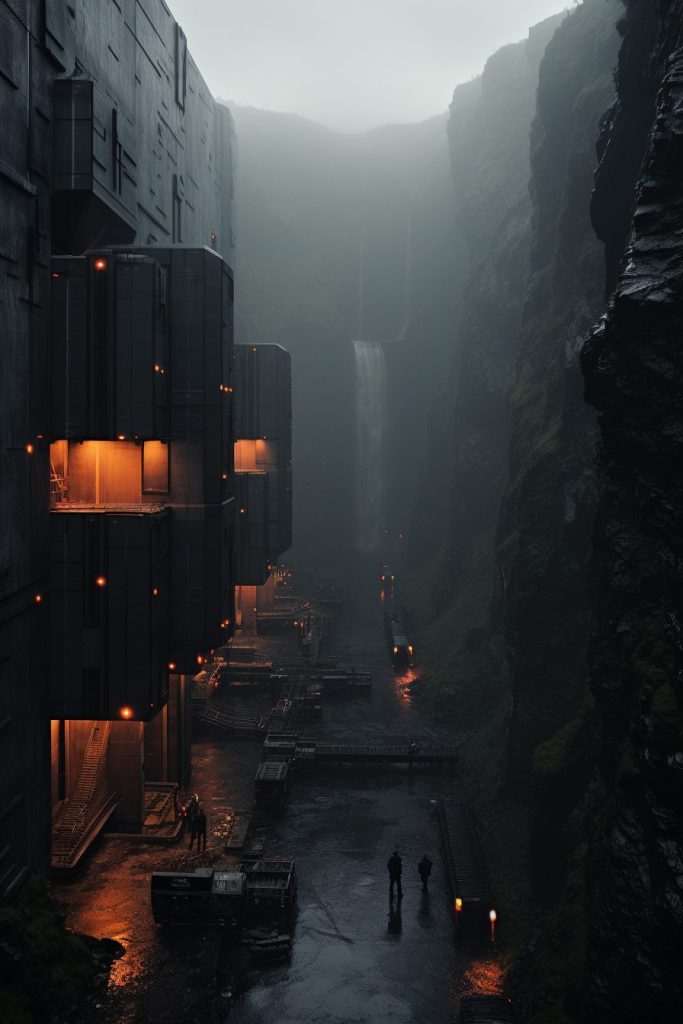 Brutalist and Futuristic Buildings by the Sea AI Artwork 22