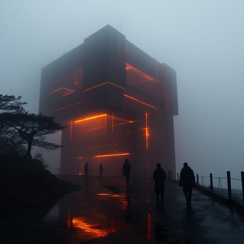 Brutalist and Futuristic Buildings by the Sea AI Artwork 24