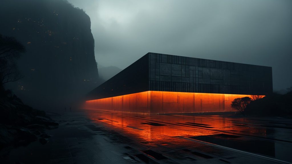 Brutalist and Futuristic Buildings by the Sea AI Artwork 42