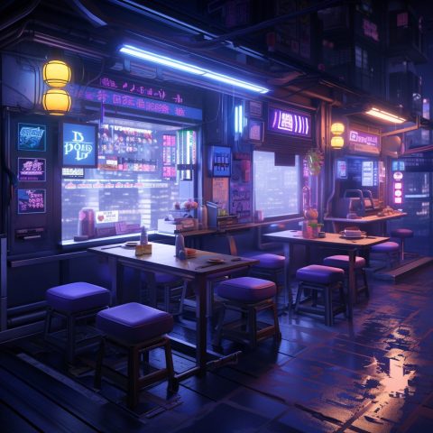 Cyberpunk City Ramen Shops