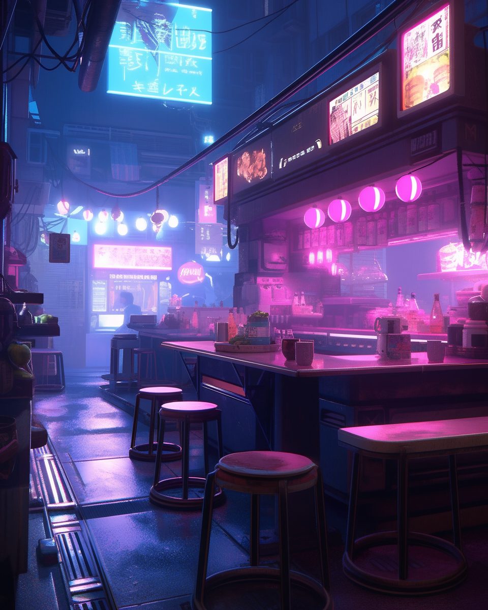 Cyberpunk City Ramen Shops
