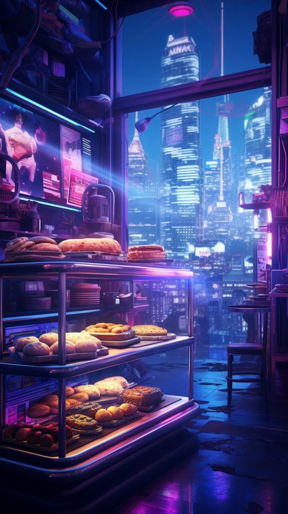Cyberpunk Neon Bakeries AI Artwork 24