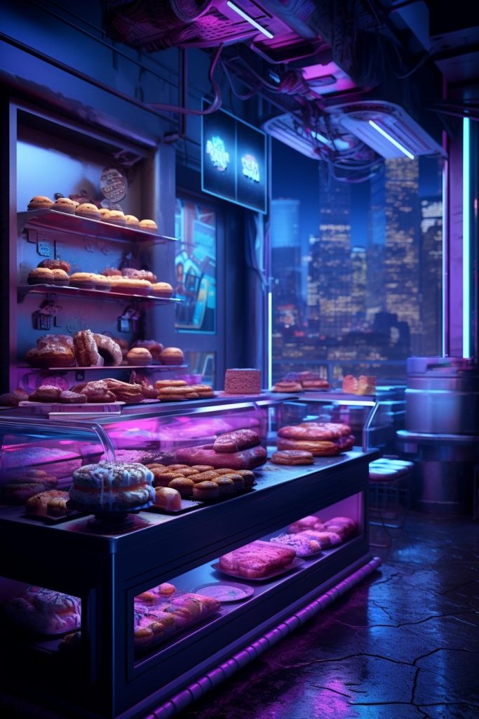 Cyberpunk Neon Bakeries AI Artwork 28