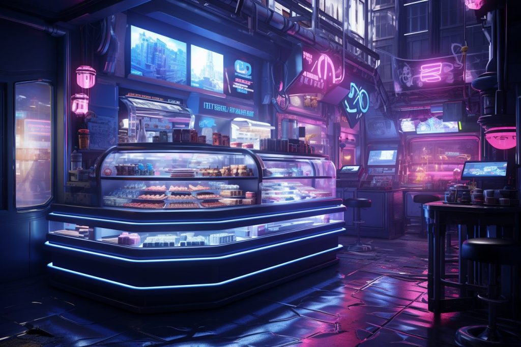 Cyberpunk Neon Bakeries AI Artwork 34