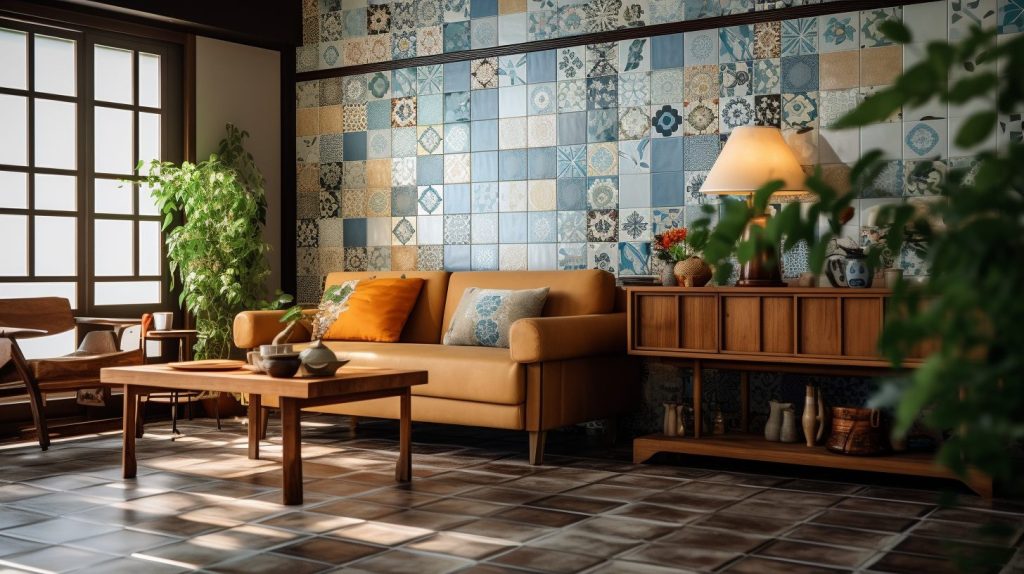 Home Interior Designs - Floral and Tiles AI Artwork 13