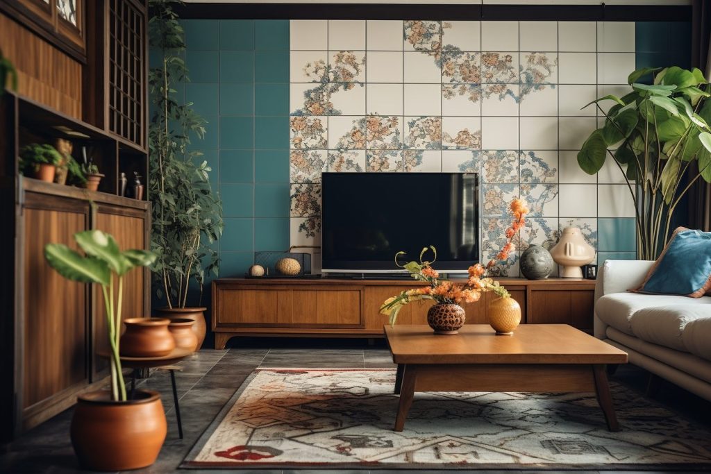 Home Interior Designs - Floral and Tiles AI Artwork 19