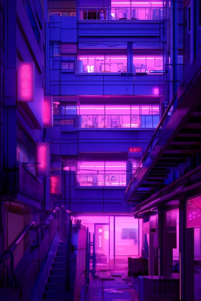 Neon Lights of the City AI Artwork 13