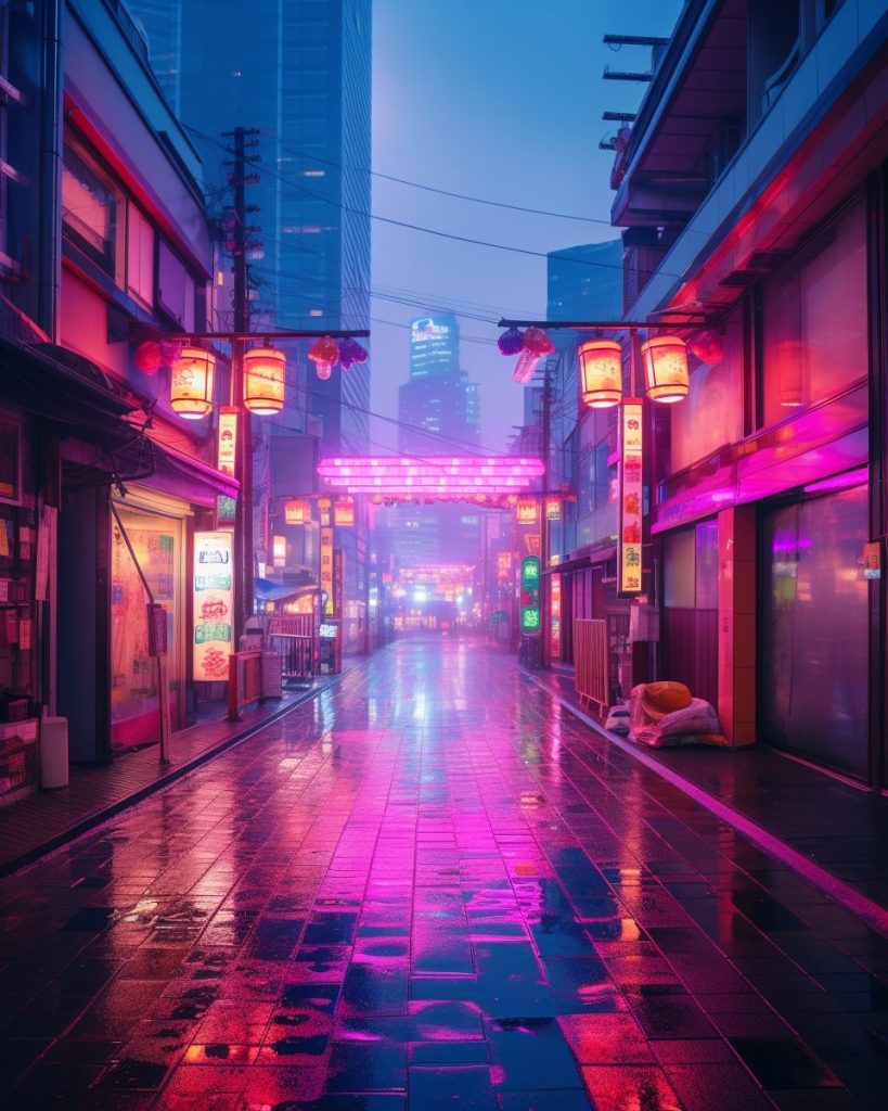 Neon Lights of the City AI Artwork 33