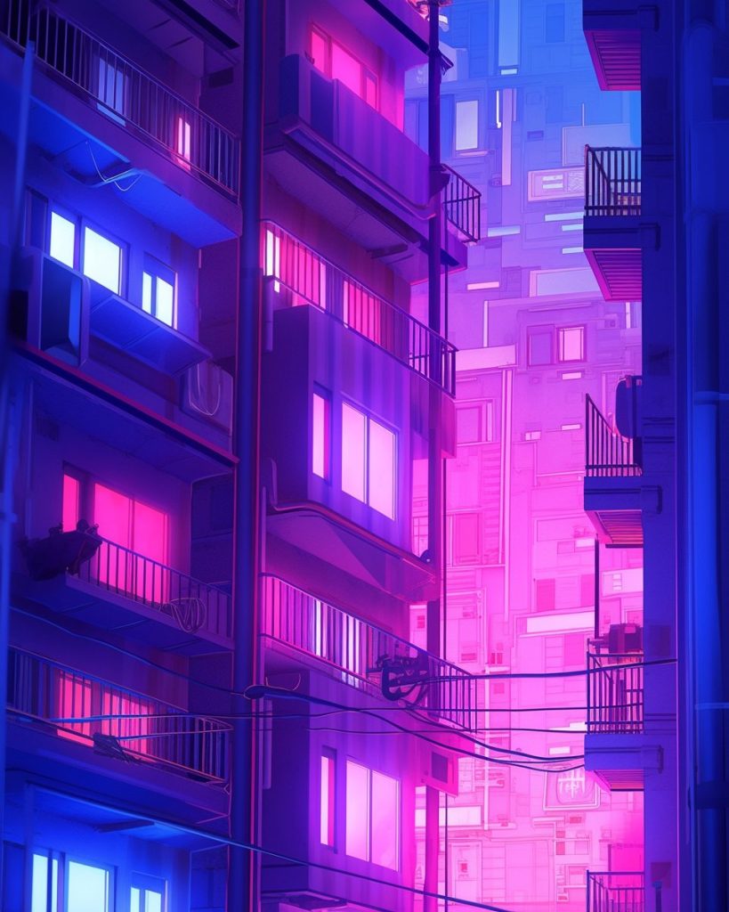 Neon Lights of the City AI Artwork 36