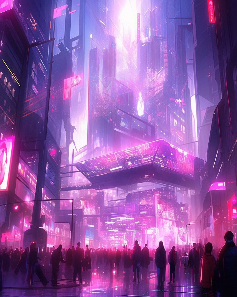 Neon Lights of the City AI Artwork 39