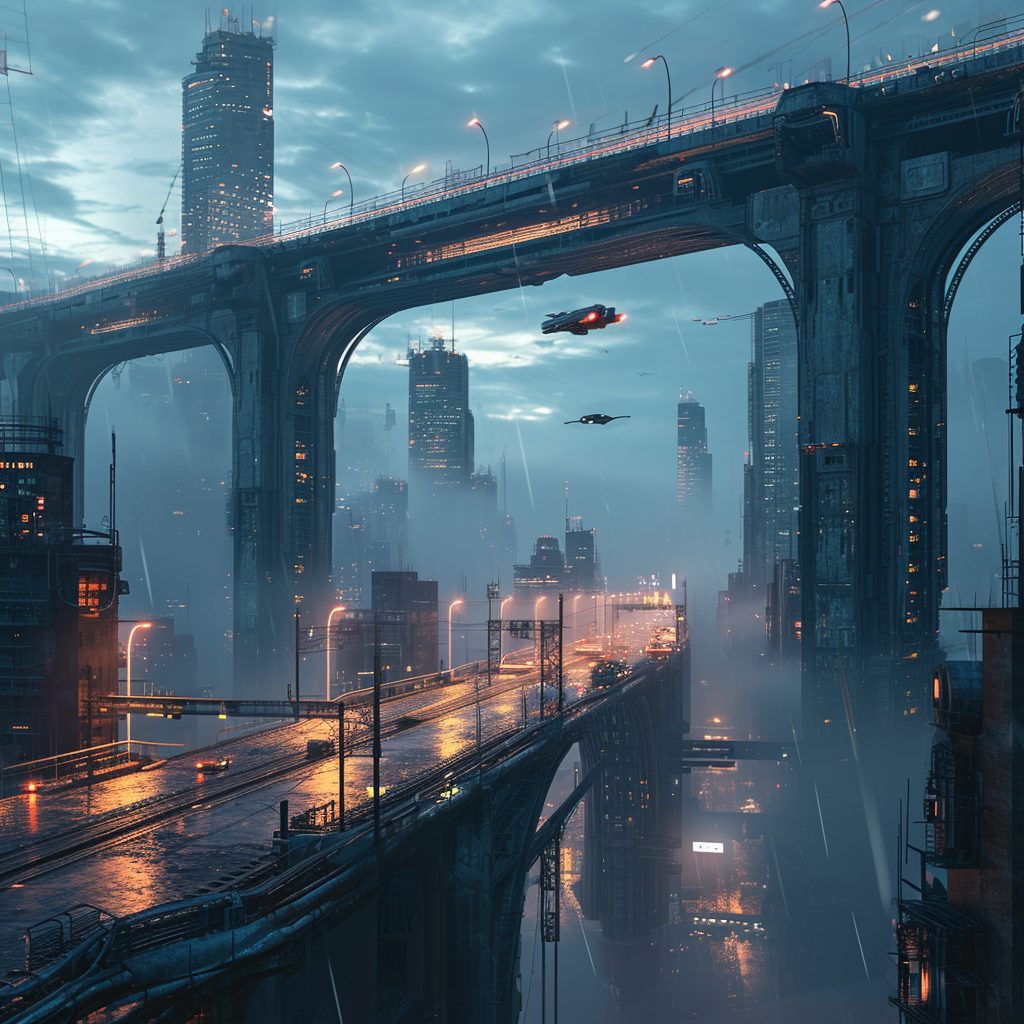 The Futuristic Architecture Design of Cyberpunk City AI Artwork 10