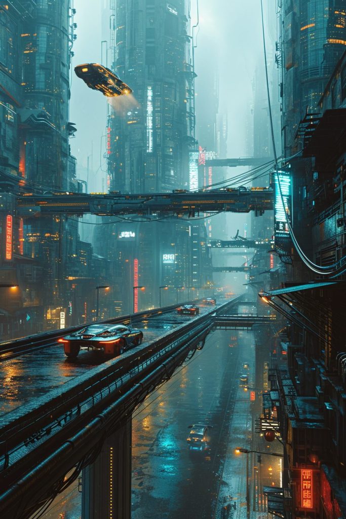 The Futuristic Architecture Design of Cyberpunk City AI Artwork 12