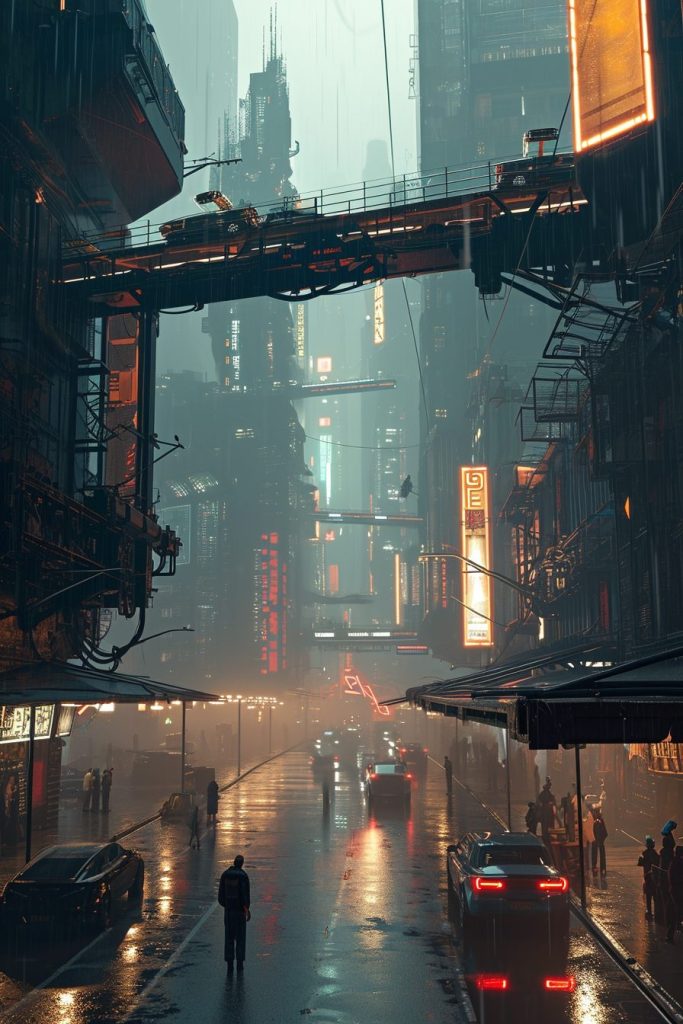 The Futuristic Architecture Design of Cyberpunk City AI Artwork 16