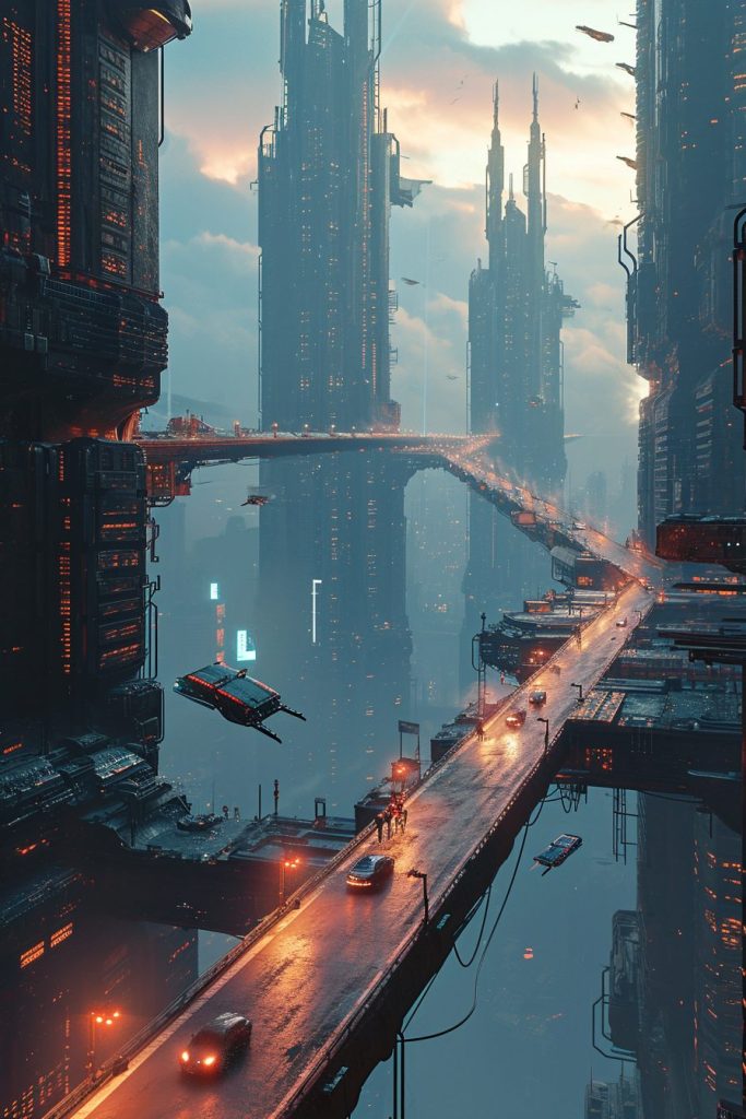 The Futuristic Architecture Design of Cyberpunk City AI Artwork 20