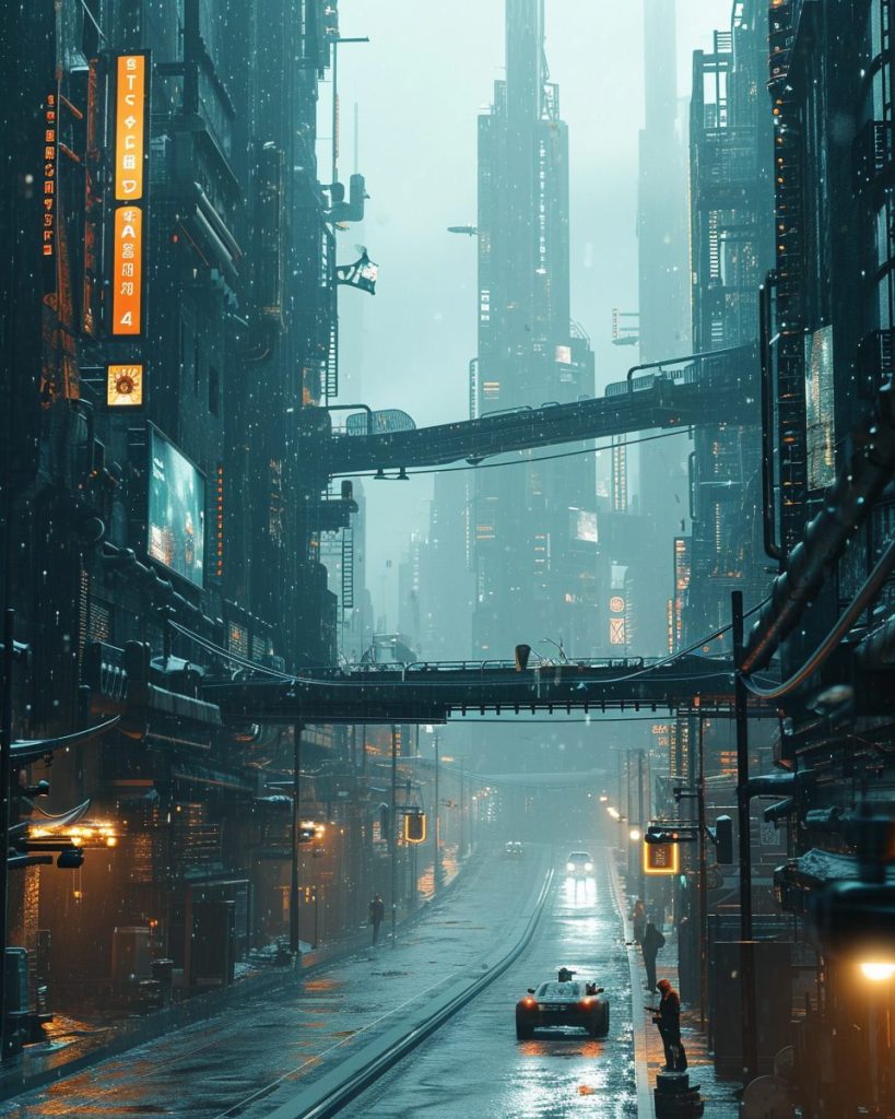 The Futuristic Architecture Design of Cyberpunk City AI Artwork 22