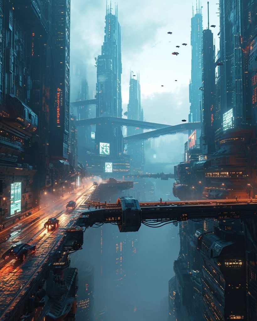 The Futuristic Architecture Design of Cyberpunk City AI Artwork 23