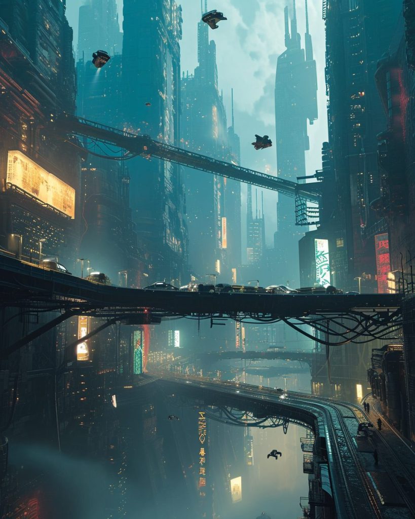 The Futuristic Architecture Design of Cyberpunk City AI Artwork 30