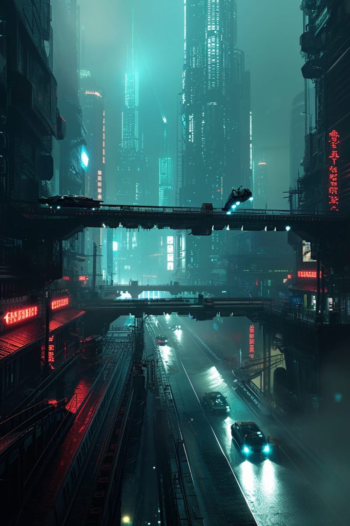 The Futuristic Architecture Design of Cyberpunk City AI Artwork 6