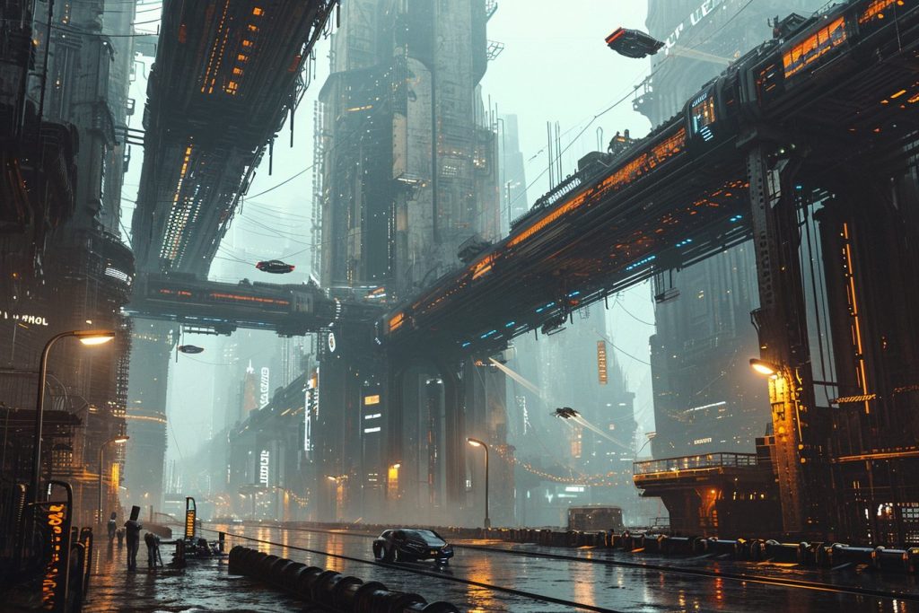 The Futuristic Architecture Design of Cyberpunk City AI Artwork 9
