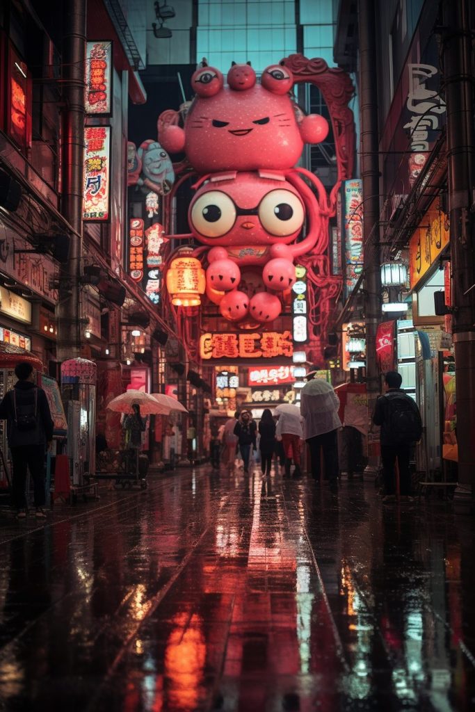 The Vivid Colors of Osaka Streets AI Artwork 10