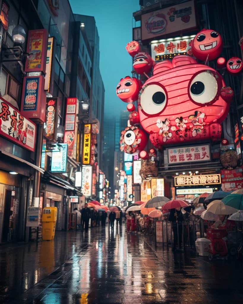 The Vivid Colors of Osaka Streets AI Artwork 12