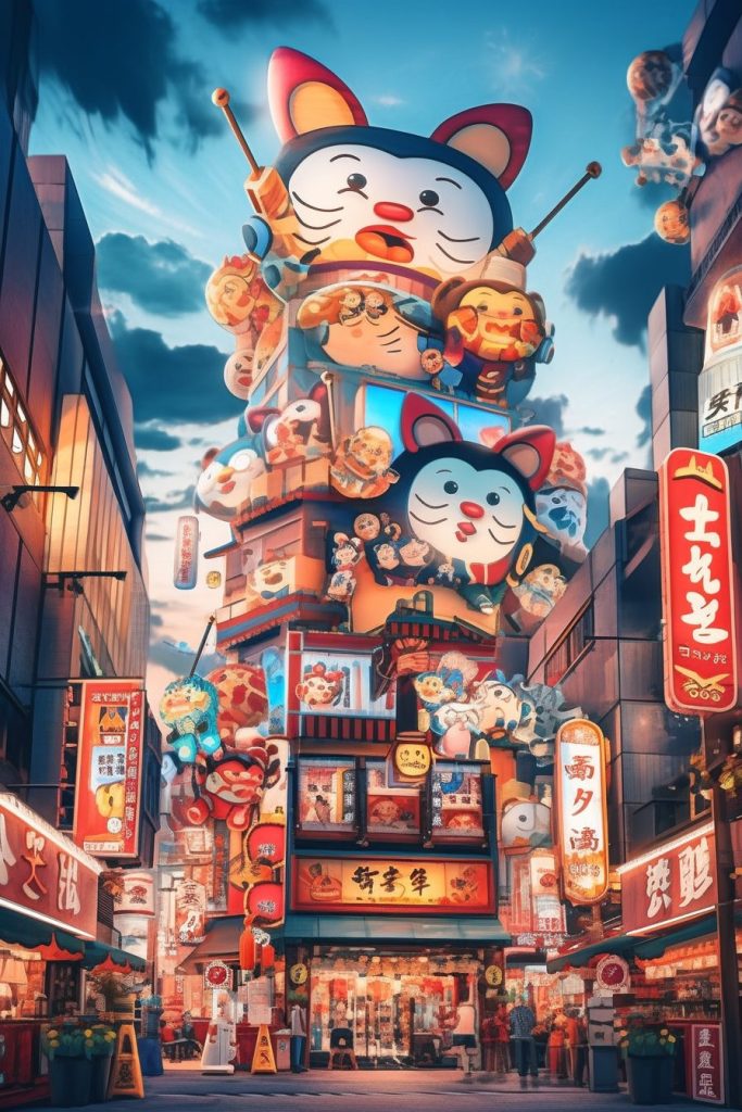 The Vivid Colors of Osaka Streets AI Artwork 13
