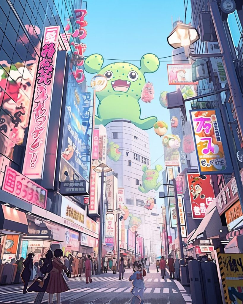 The Vivid Colors of Osaka Streets AI Artwork 15