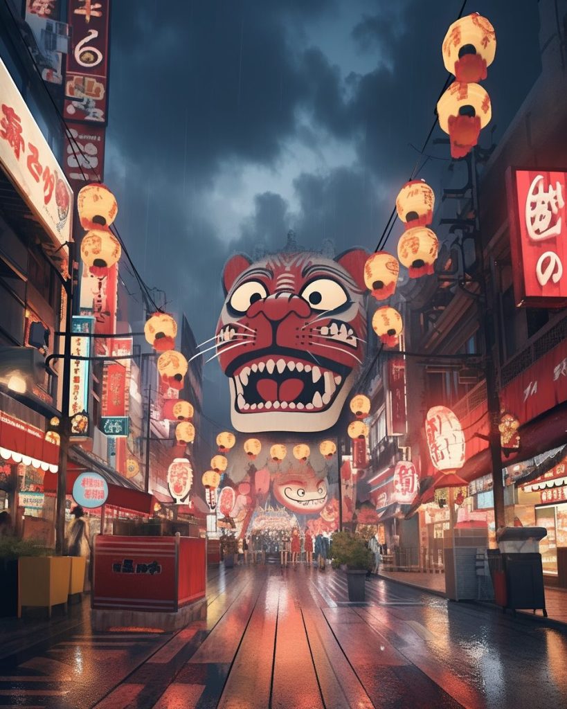 The Vivid Colors of Osaka Streets AI Artwork 17
