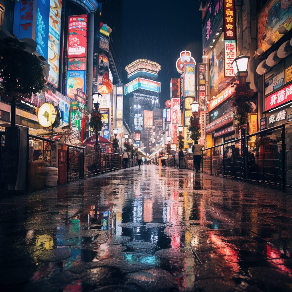 The Vivid Colors of Osaka Streets AI Artwork 18