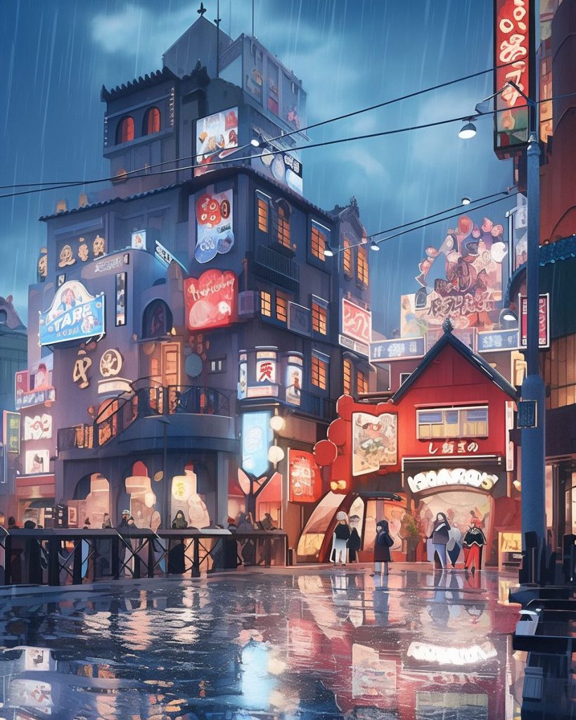 The Vivid Colors of Osaka Streets AI Artwork 21
