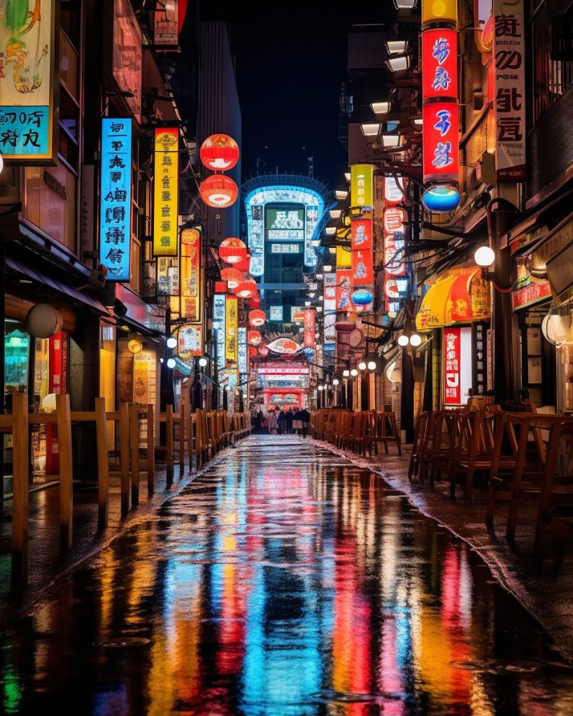 The Vivid Colors of Osaka Streets AI Artwork 22