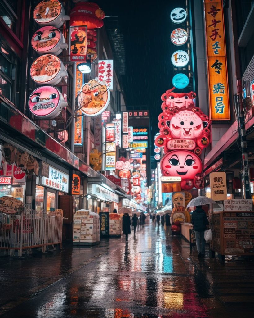The Vivid Colors of Osaka Streets AI Artwork 23