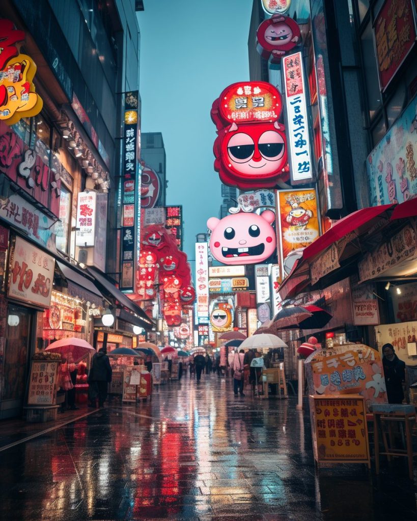 The Vivid Colors of Osaka Streets AI Artwork 24