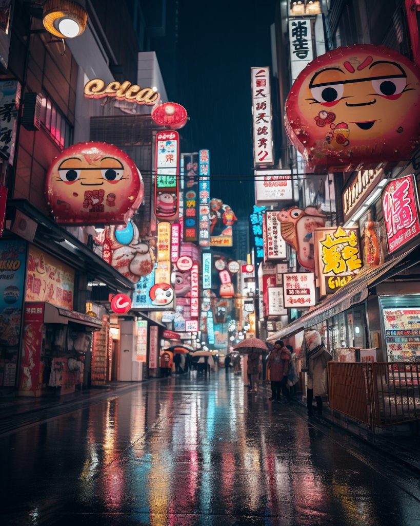 The Vivid Colors of Osaka Streets AI Artwork 25