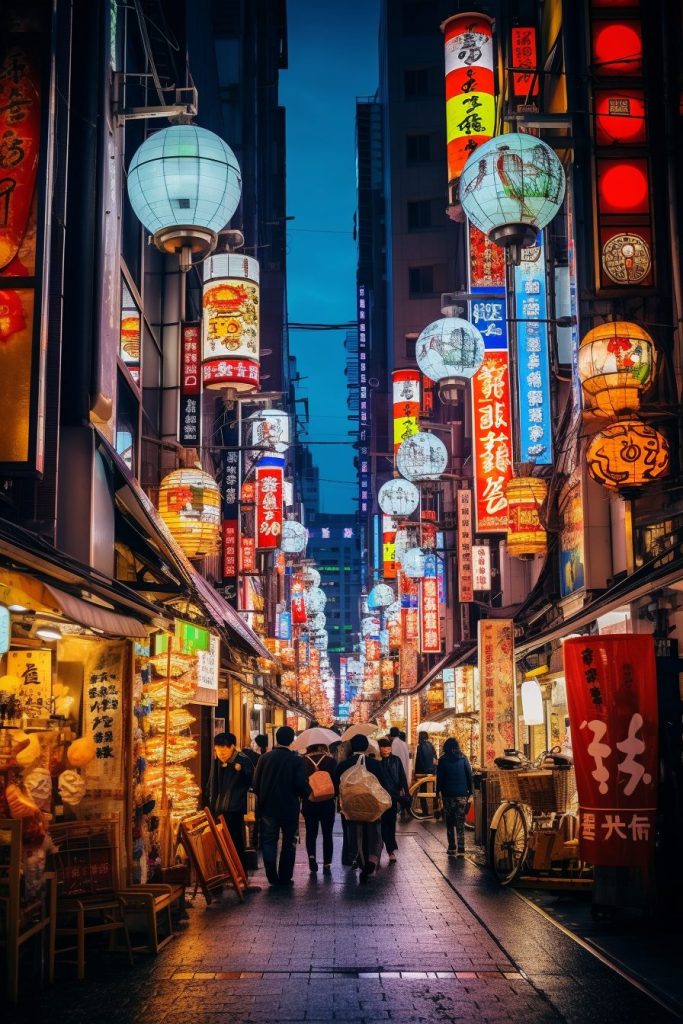 The Vivid Colors of Osaka Streets AI Artwork 3