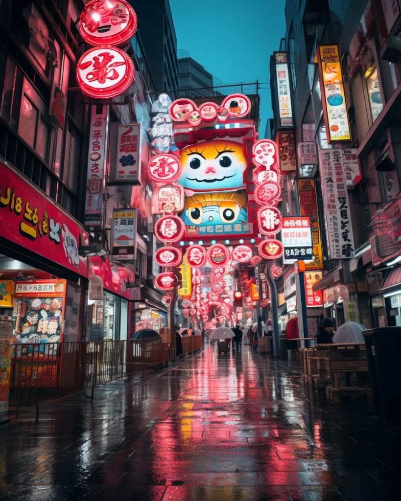 The Vivid Colors of Osaka Streets AI Artwork 4
