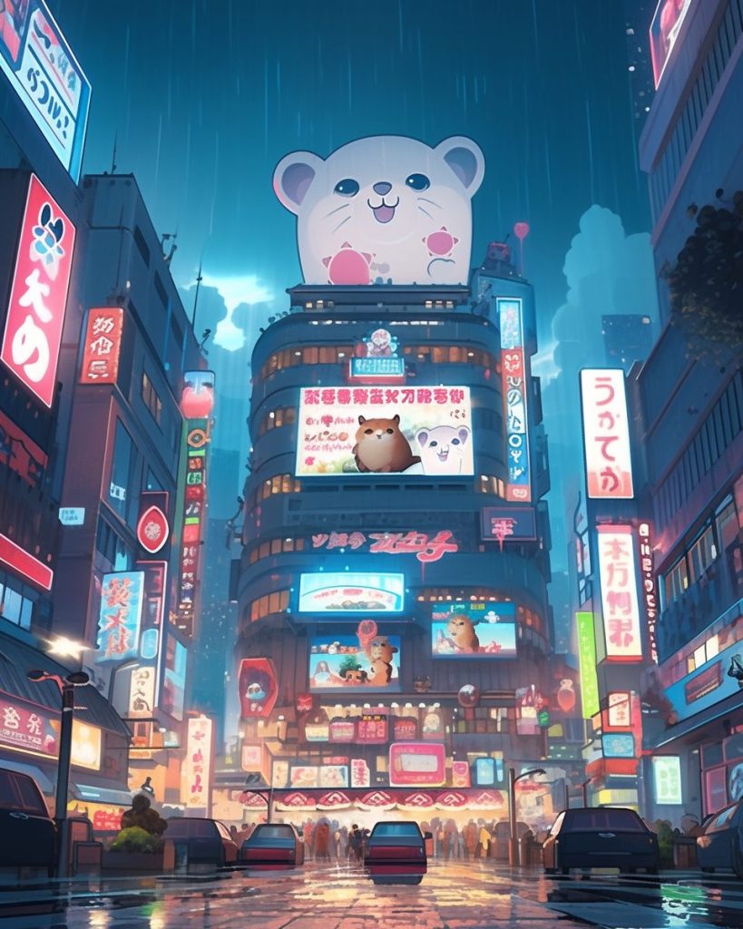 The Vivid Colors of Osaka Streets AI Artwork 5