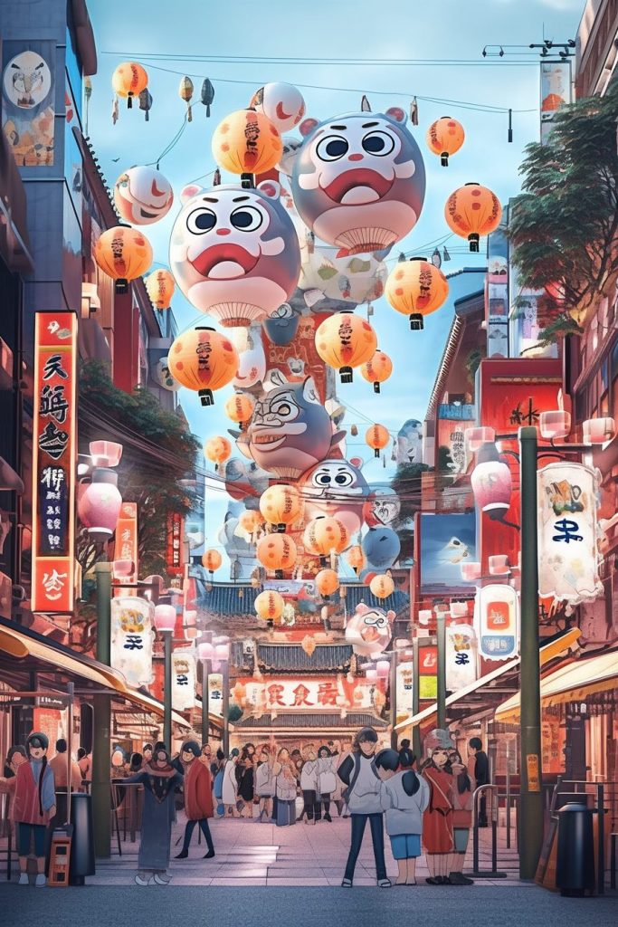 The Vivid Colors of Osaka Streets AI Artwork 6