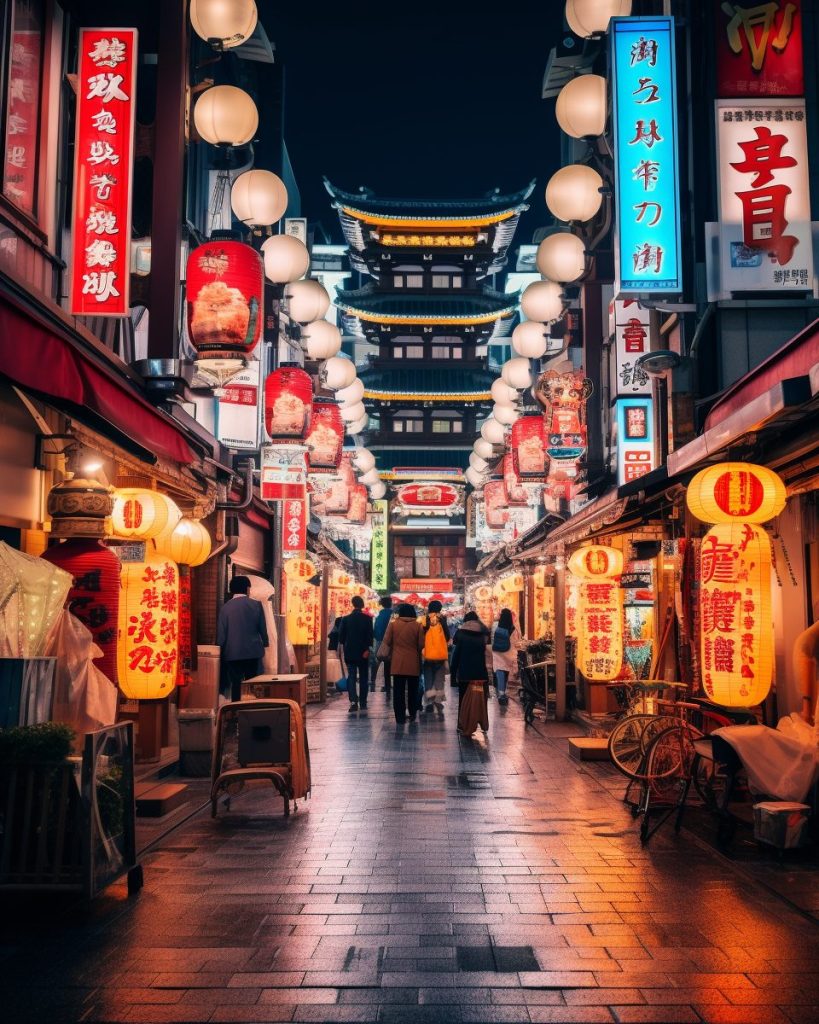 The Vivid Colors of Osaka Streets AI Artwork 8