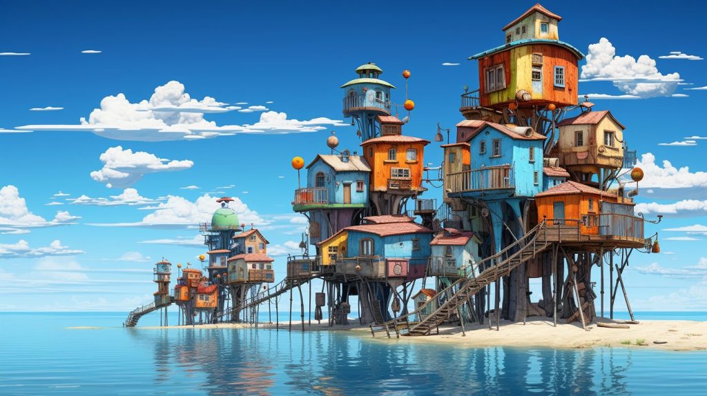 The Waterfront Fantasy Houses AI Artwork 12